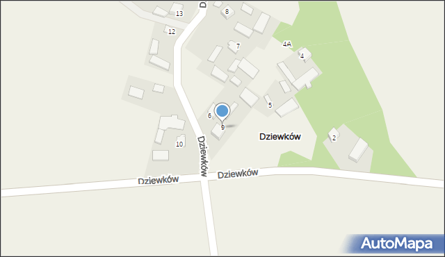 Dziewków, Dziewków, 9, mapa Dziewków