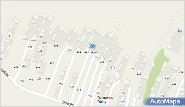 Dzikowiec, Dzikowiec, 204, mapa Dzikowiec