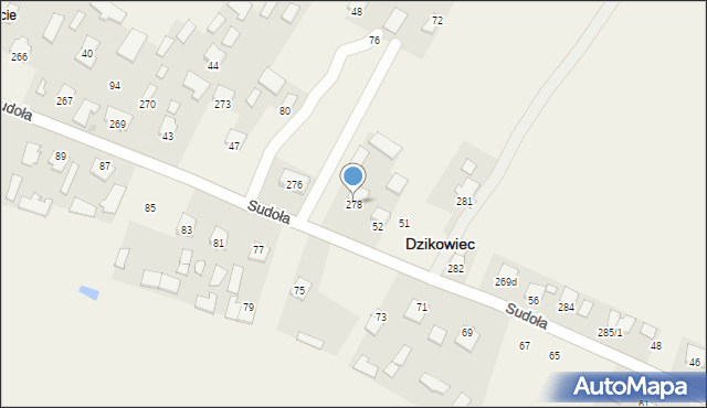 Dzikowiec, Dzikowiec, 278, mapa Dzikowiec