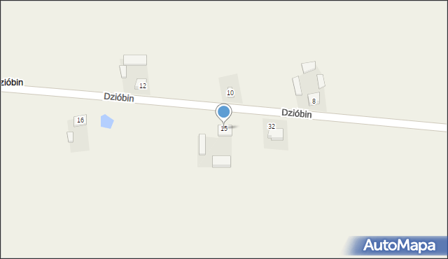 Dzióbin, Dzióbin, 15, mapa Dzióbin