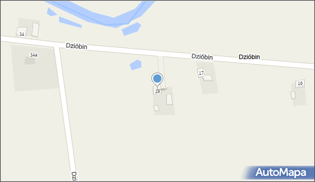 Dzióbin, Dzióbin, 18, mapa Dzióbin