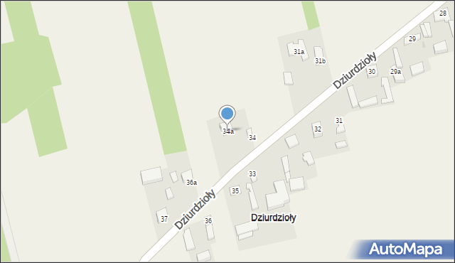 Dziurdzioły, Dziurdzioły, 34a, mapa Dziurdzioły