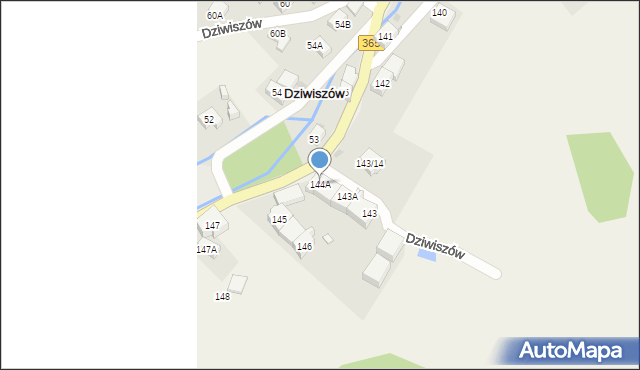Dziwiszów, Dziwiszów, 144A, mapa Dziwiszów