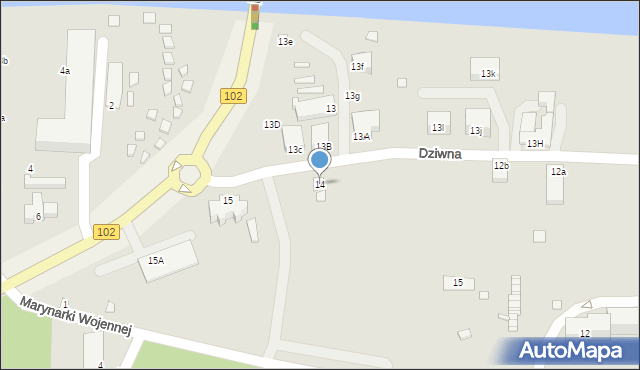 Dziwnów, Dziwna, 14, mapa Dziwnów
