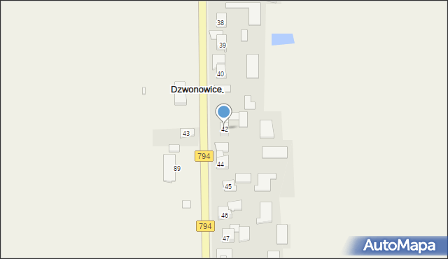 Dzwonowice, Dzwonowice, 42, mapa Dzwonowice