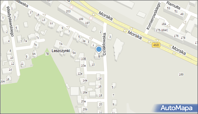 Gdynia, Działdowska, 8, mapa Gdyni