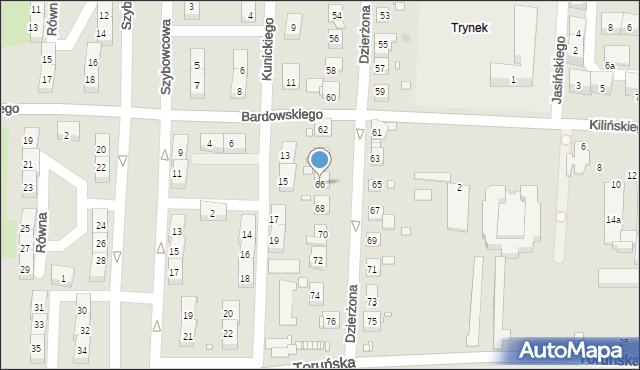 Gliwice, Dzierżona Jana, ks., 66, mapa Gliwic