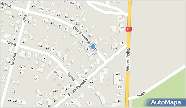 Gniezno, Dzieci Wrzesińskich, 1A, mapa Gniezna