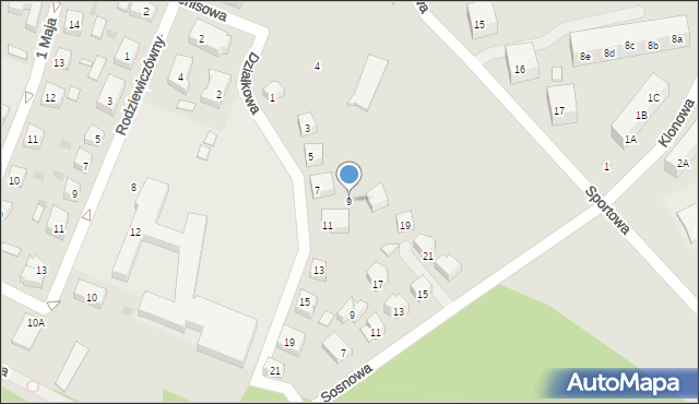 Gryfice, Działkowa, 9, mapa Gryfice