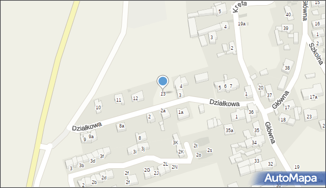 Jaczów, Działkowa, 13, mapa Jaczów