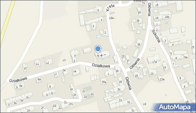 Jaczów, Działkowa, 5, mapa Jaczów