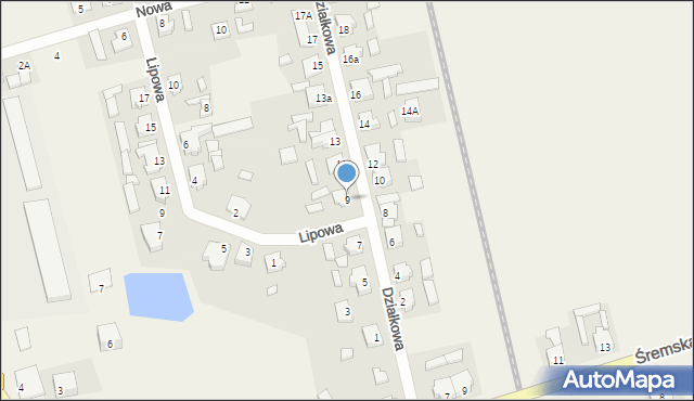 Jerka, Działkowa, 9, mapa Jerka