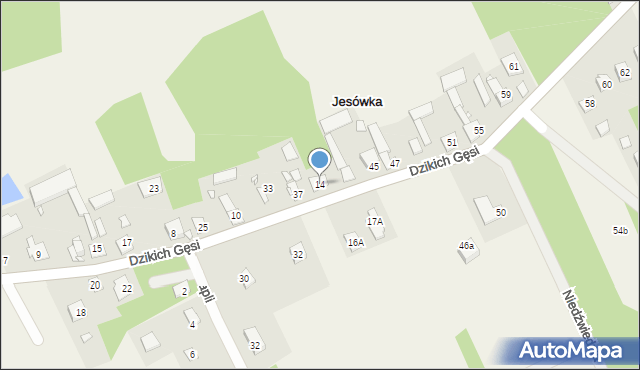 Jesówka, Dzikich Gęsi, 14, mapa Jesówka