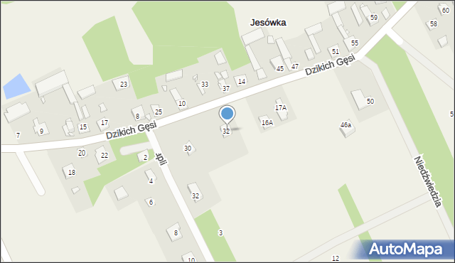 Jesówka, Dzikich Gęsi, 34, mapa Jesówka