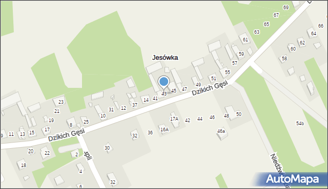 Jesówka, Dzikich Gęsi, 43, mapa Jesówka