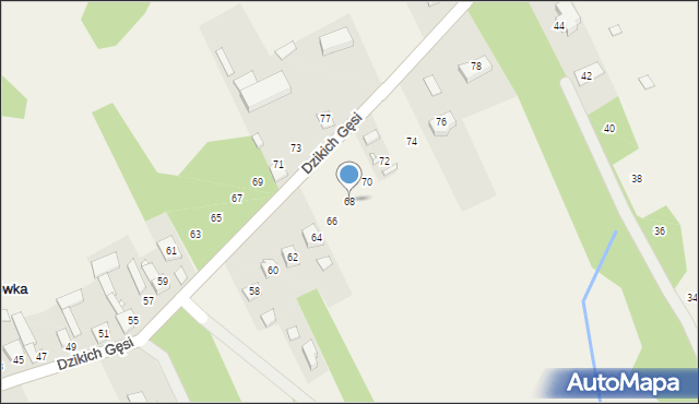 Jesówka, Dzikich Gęsi, 68, mapa Jesówka