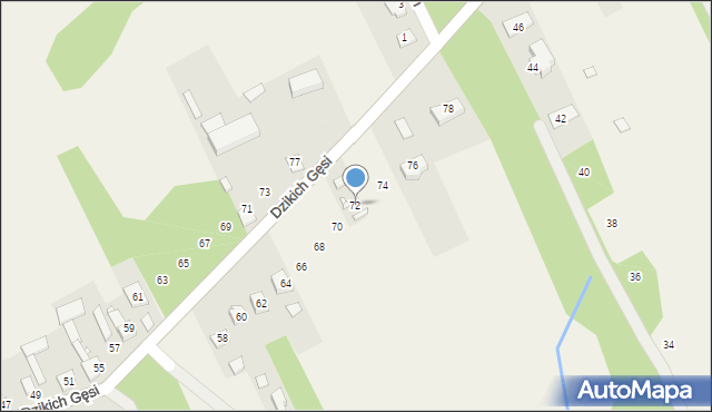 Jesówka, Dzikich Gęsi, 72, mapa Jesówka