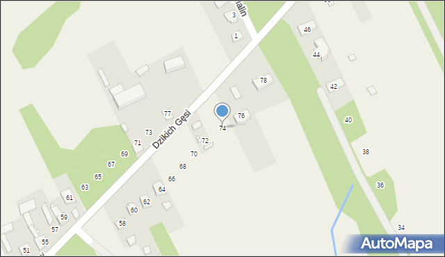 Jesówka, Dzikich Gęsi, 74, mapa Jesówka