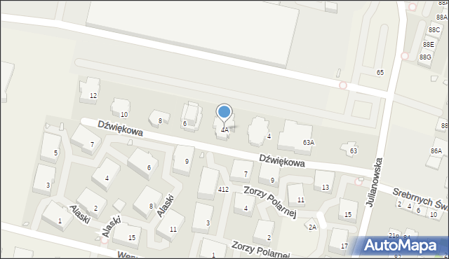 Józefosław, Dźwiękowa, 4A, mapa Józefosław