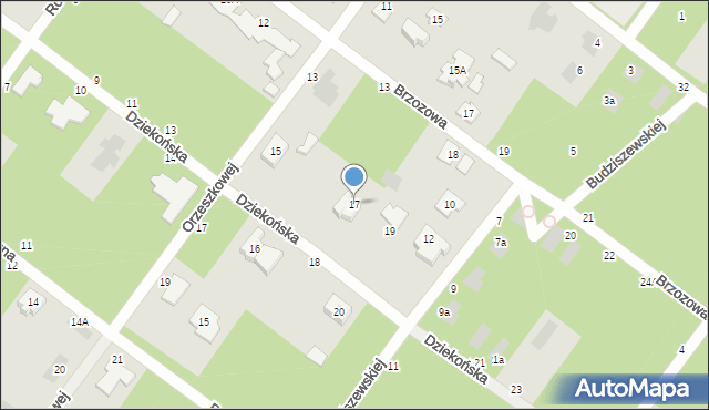 Józefów, Dziekońska, 17, mapa Józefów