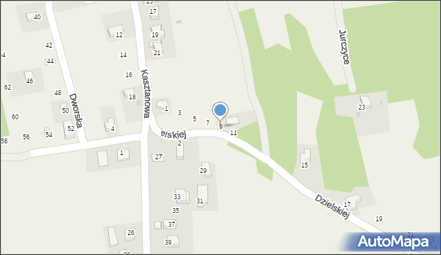 Jurczyce, Dzielskiej Marii, prof., 9, mapa Jurczyce