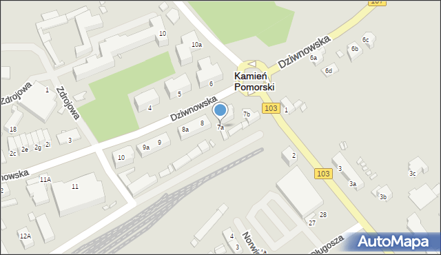 Kamień Pomorski, Dziwnowska, 7a, mapa Kamień Pomorski