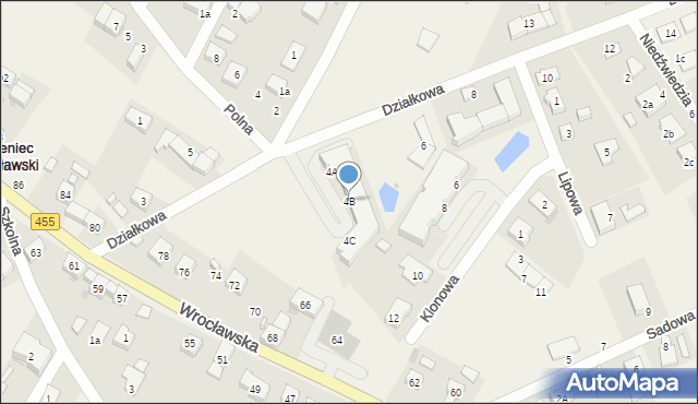 Kamieniec Wrocławski, Działkowa, 4B, mapa Kamieniec Wrocławski