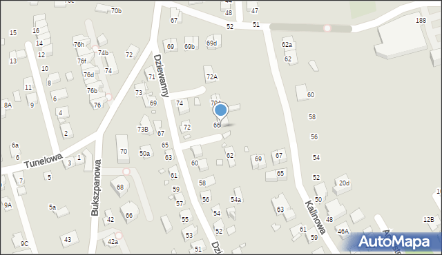 Katowice, Dziewanny, 66A, mapa Katowic