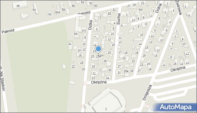 Kielce, Dzika, 15A, mapa Kielc