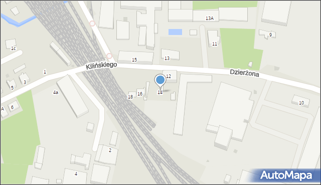 Kluczbork, Dzierżona Jana, ks., 14, mapa Kluczbork