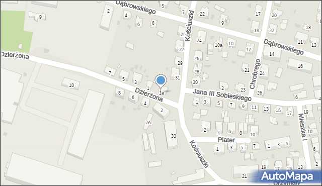 Kluczbork, Dzierżona Jana, ks., 1a, mapa Kluczbork