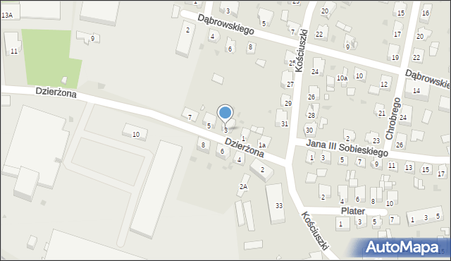Kluczbork, Dzierżona Jana, ks., 3, mapa Kluczbork