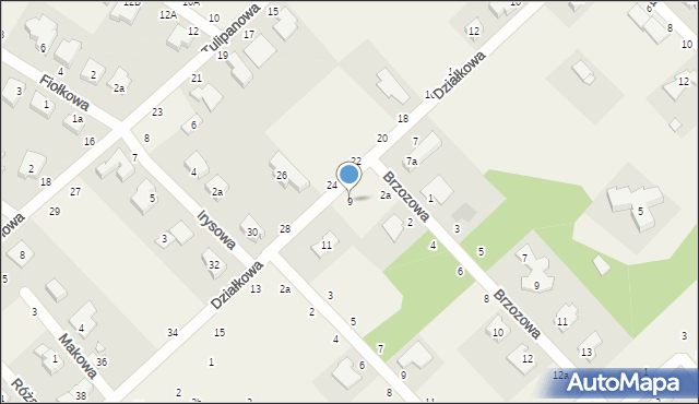 Kobylniki, Działkowa, 9, mapa Kobylniki