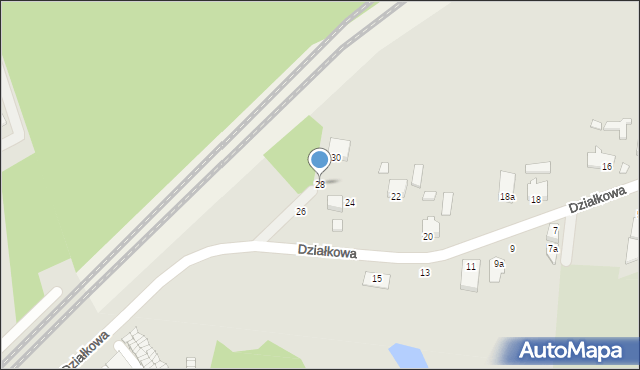 Konin, Działkowa, 28, mapa Konina