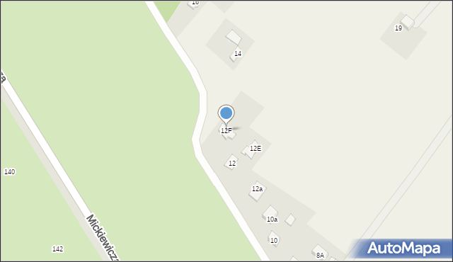 Korytów A, Działkowa, 12F, mapa Korytów A