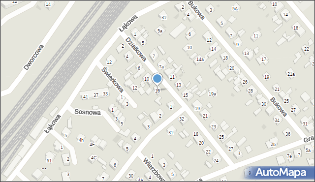 Kościan, Działkowa, 16, mapa Kościan