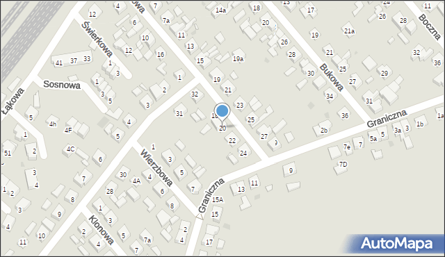 Kościan, Działkowa, 20, mapa Kościan