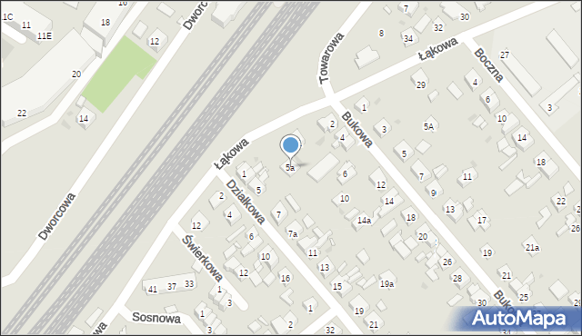 Kościan, Działkowa, 5a, mapa Kościan