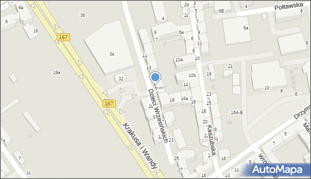 Koszalin, Dzieci Wrzesińskich, 17, mapa Koszalina