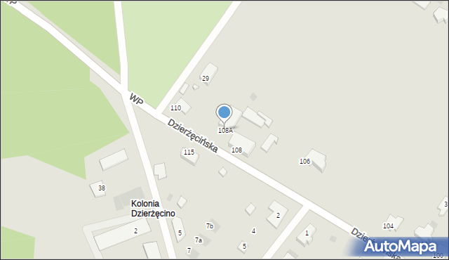 Koszalin, Dzierżęcińska, 108A, mapa Koszalina
