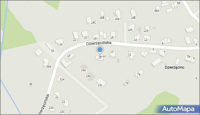 Koszalin, Dzierżęcińska, 15, mapa Koszalina