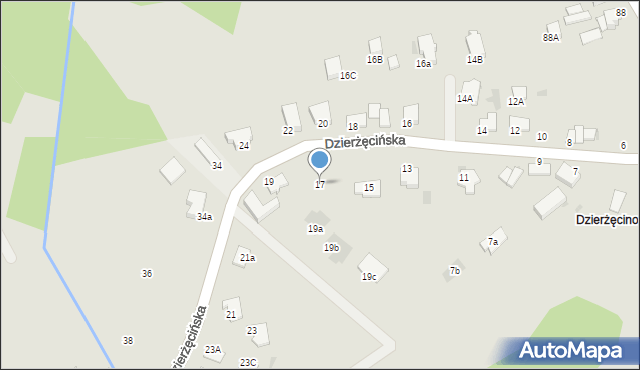 Koszalin, Dzierżęcińska, 17, mapa Koszalina