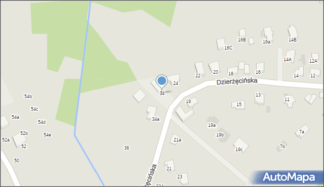 Koszalin, Dzierżęcińska, 34, mapa Koszalina