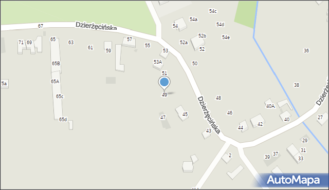 Koszalin, Dzierżęcińska, 49, mapa Koszalina
