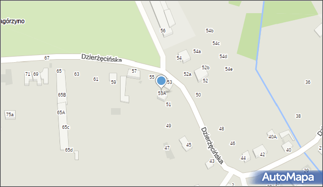 Koszalin, Dzierżęcińska, 53A, mapa Koszalina