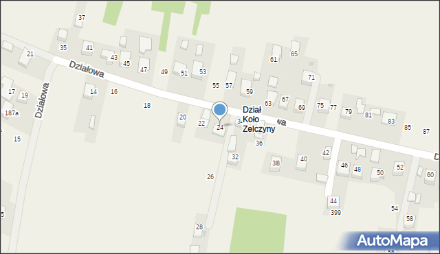 Krzęcin, Działowa, 24, mapa Krzęcin
