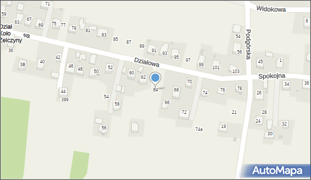 Krzęcin, Działowa, 64, mapa Krzęcin