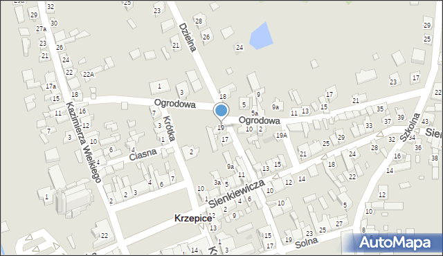 Krzepice, Dzielna, 19, mapa Krzepice