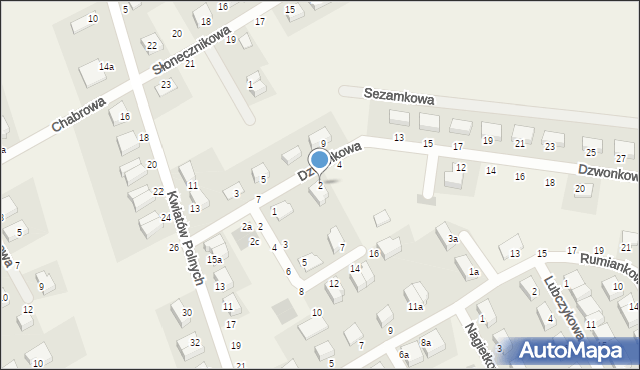 Krzyków, Dzwonkowa, 2, mapa Krzyków