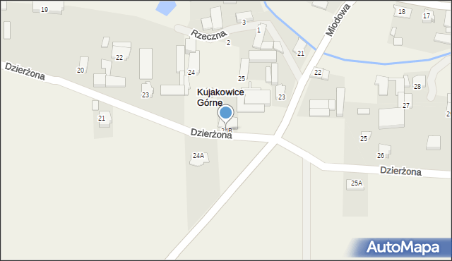 Kujakowice Górne, Dzierżona Jana, ks., 24B, mapa Kujakowice Górne